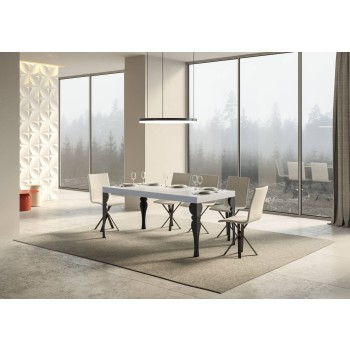 Table Paxon Anthracite - Table extensible 90x160/264 cm Paxon Frêne Blanc structure Anthracite