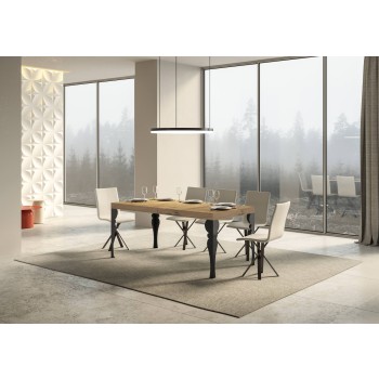 Table Paxon Anthracite - Table extensible 90x160/264 cm Paxon Frêne Blanc structure Anthracite