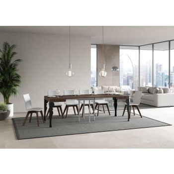 Table Paxon Anthracite - Table extensible 90x90/246 cm Paxon Frêne Blanc structure Anthracite