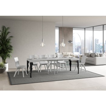 Table Paxon Anthracite - Table extensible 90x90/246 cm Paxon Frêne Blanc structure Anthracite