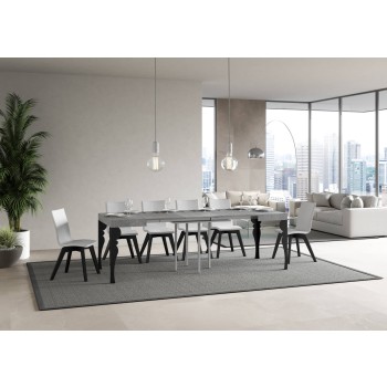 Table Paxon Anthracite - Table extensible 90x90/246 cm Paxon Frêne Blanc structure Anthracite