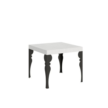 Table Paxon Anthracite - Table extensible 90x90/246 cm Paxon Frêne Blanc structure Anthracite