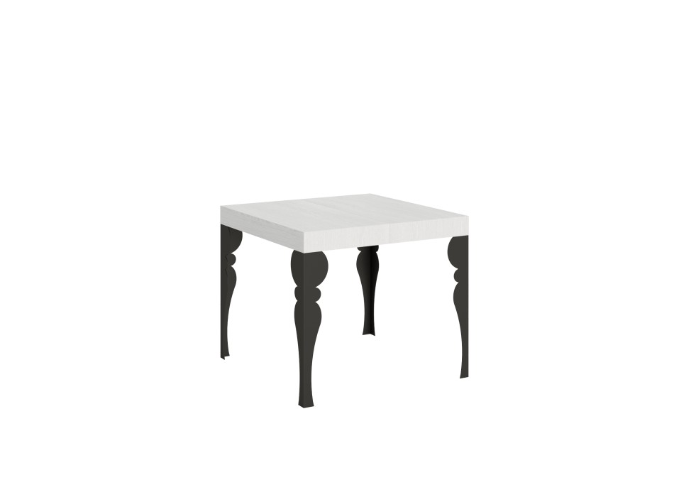 Table Paxon Anthracite - Table extensible 90x90/246 cm Paxon Frêne Blanc structure Anthracite