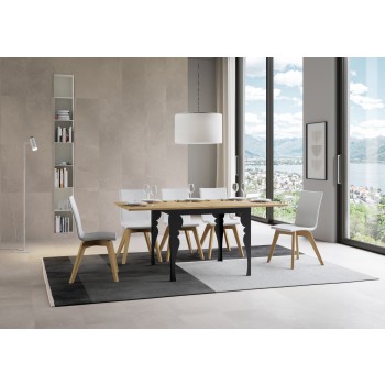 Paxon Libra Anthracite Table - Table ouvrante 90x90/180 cm Paxon Libra Chêne Nature Structure Anthracite