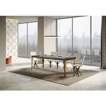 Paxon Gold Table - Table extensible 90x130/234 cm Paxon Frêne Blanc Structure Or