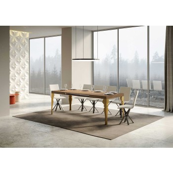 Paxon Gold Table - Table extensible 90x130/390 cm Paxon Frêne Blanc Structure Or