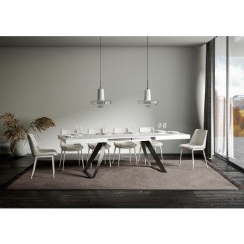 Table Proxy Anthracite - Table extensible 90x160/264 cm Proxy Frêne Blanc Structure Anthracite