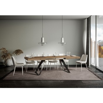 Table Proxy Anthracite - Table extensible 90x160/264 cm Proxy Frêne Blanc Structure Anthracite