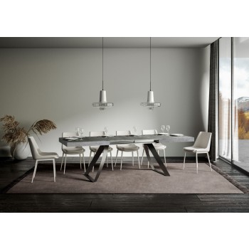 Table Proxy Anthracite - Table extensible 90x160/264 cm Proxy Frêne Blanc Structure Anthracite