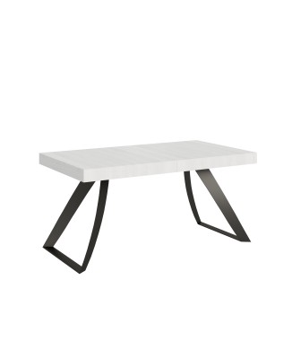 Table Proxy Anthracite - Table extensible 90x160/264 cm Proxy Frêne Blanc Structure Anthracite