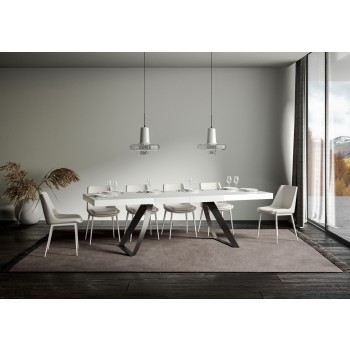 Table Proxy Premium Anthracite - Table extensible 90x160/264 cm Proxy Premium Frêne Blanc structure Anthracite