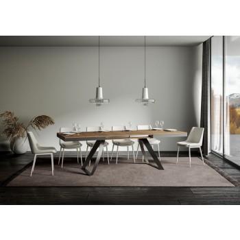 Table Proy Evolution Anthracite - Table extensible 90x160/264 cm Proxy Evolution Frêne Blanc structure Anthracite