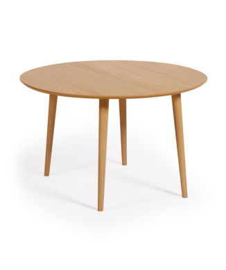 Table ronde extensible Oqui en placage chêne Ø120