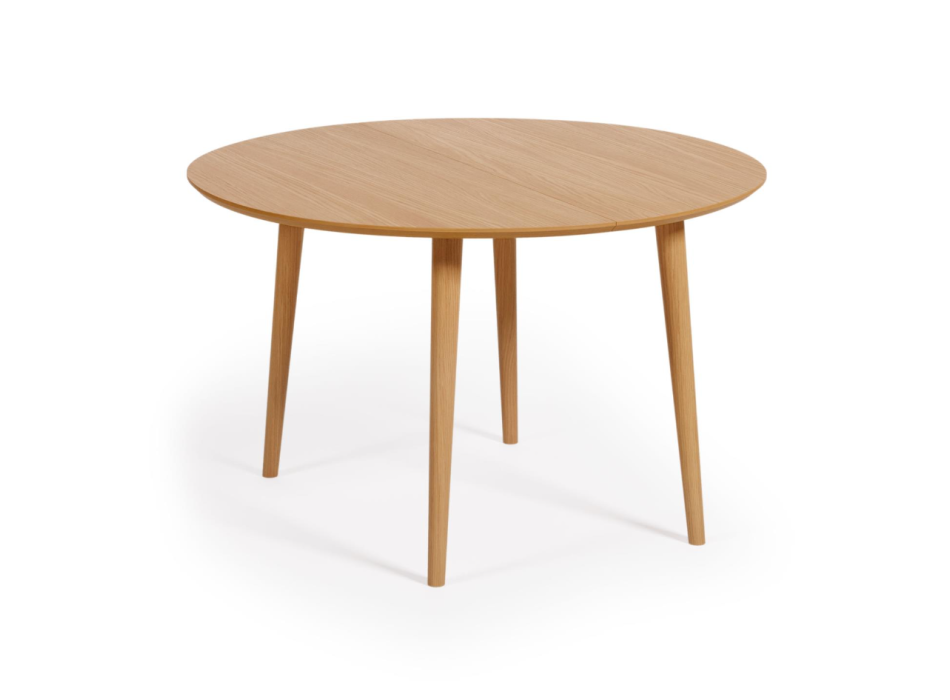 Table ronde extensible Oqui en placage chêne Ø120