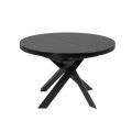 Table ronde extensible Vashti en verre et pieds en acier finition noire Ø 120 (160) cm