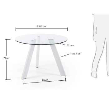 Table ronde Carib en verre et pieds en acier Assoluto Vetro