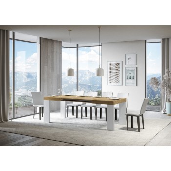 Roxell Table - Table extensible 90x130/390 cm Roxell Frêne Blanc