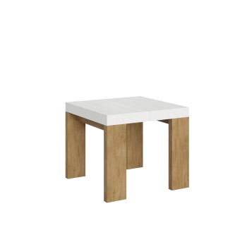 Roxell Table - Table extensible 90x90/246 cm Roxell Frêne Blanc