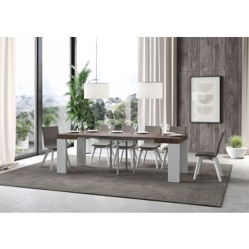 Roxell Table - Table extensible 90x90/246 cm Roxell Frêne Blanc