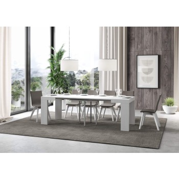 Roxell Table - Table extensible 90x90/246 cm Roxell Frêne Blanc