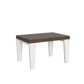 Table Spimbo Mix - Table extensible 90x130/234 cm Plateau Spimbo Mix Frêne Blanc - Pieds noyer