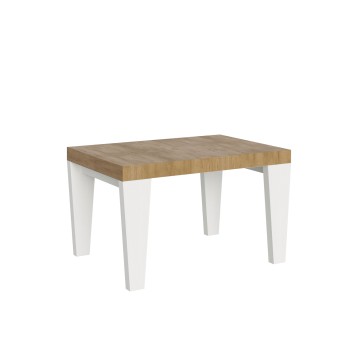 Table Spimbo Mix - Table extensible 90x130/234 cm Plateau Spimbo Mix Frêne Blanc - Pieds noyer