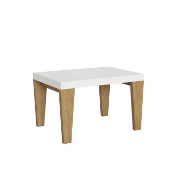 Table Spimbo Mix - Table extensible 90x130/234 cm Plateau Spimbo Mix Frêne Blanc - Pieds noyer