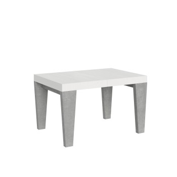 Table Spimbo Mix - Table extensible 90x130/234 cm Plateau Spimbo Mix Frêne Blanc - Pieds noyer