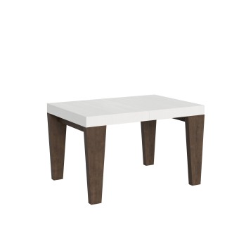 Table Spimbo Mix - Table extensible 90x130/234 cm Plateau Spimbo Mix Frêne Blanc - Pieds noyer