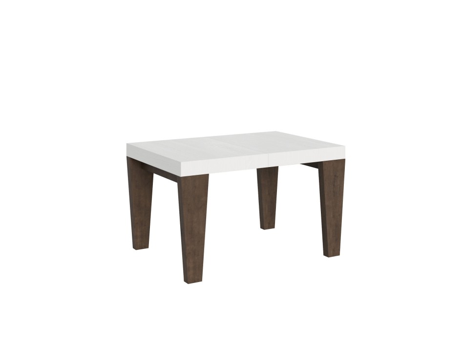 Table Spimbo Mix - Table extensible 90x130/234 cm Plateau Spimbo Mix Frêne Blanc - Pieds noyer