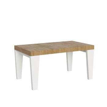 Table Spimbo Mix - Table extensible 90x160/264 cm Plateau Spimbo Mix Frêne Blanc - Pieds noyer