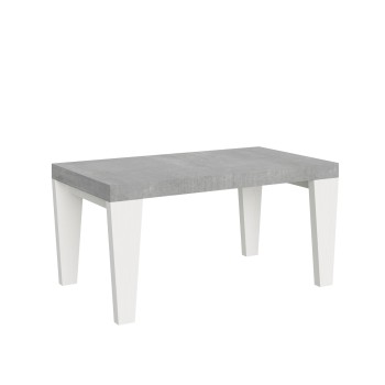 Table Spimbo Mix - Table extensible 90x160/264 cm Plateau Spimbo Mix Frêne Blanc - Pieds noyer