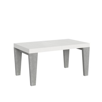 Table Spimbo Mix - Table extensible 90x160/264 cm Plateau Spimbo Mix Frêne Blanc - Pieds noyer