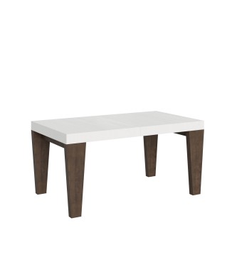 Table Spimbo Mix - Table extensible 90x160/264 cm Plateau Spimbo Mix Frêne Blanc - Pieds noyer