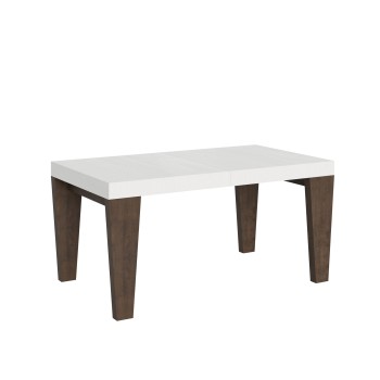 Table Spimbo Mix - Table extensible 90x160/264 cm Plateau Spimbo Mix Frêne Blanc - Pieds noyer