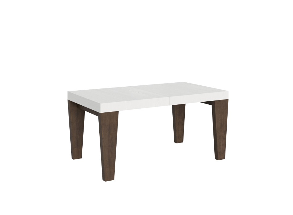 Table Spimbo Mix - Table extensible 90x160/264 cm Plateau Spimbo Mix Frêne Blanc - Pieds noyer