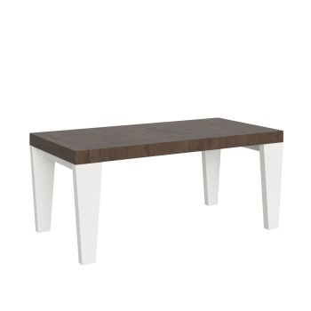 Table Spimbo Mix - Table extensible 90x180/284 cm Plateau Spimbo Mix Frêne Blanc - Pieds noyer