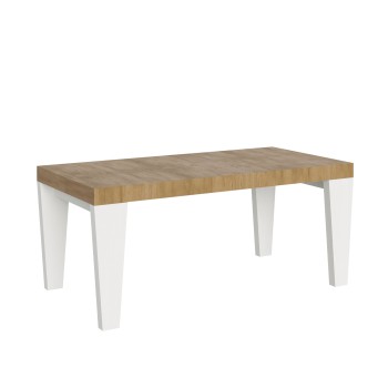 Table Spimbo Mix - Table extensible 90x180/284 cm Plateau Spimbo Mix Frêne Blanc - Pieds noyer