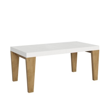 Table Spimbo Mix - Table extensible 90x180/284 cm Plateau Spimbo Mix Frêne Blanc - Pieds noyer