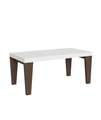 Table Spimbo Mix - Table extensible 90x180/284 cm Plateau Spimbo Mix Frêne Blanc - Pieds noyer