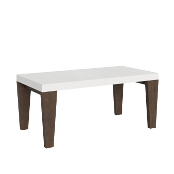 Table Spimbo Mix - Table extensible 90x180/284 cm Plateau Spimbo Mix Frêne Blanc - Pieds noyer