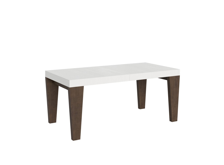 Table Spimbo Mix - Table extensible 90x180/284 cm Plateau Spimbo Mix Frêne Blanc - Pieds noyer