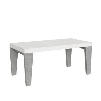 Table Spimbo Mix - Table extensible 90x180/440 cm Plateau Spimbo Mix Frêne Blanc - Pieds noyer