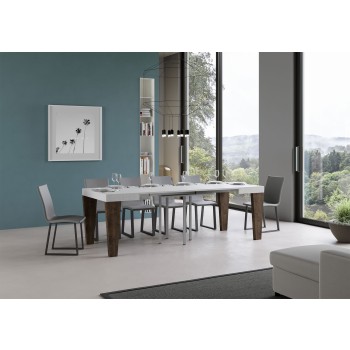 Spimbo Table - Table extensible 90x90/246 cm Spimbo Frêne Blanc