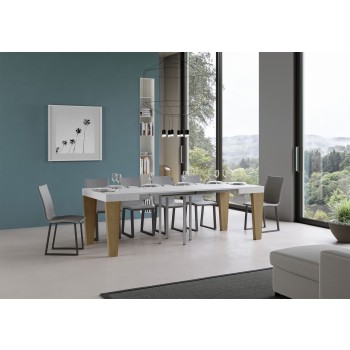 Spimbo Table - Table extensible 90x90/246 cm Spimbo Frêne Blanc