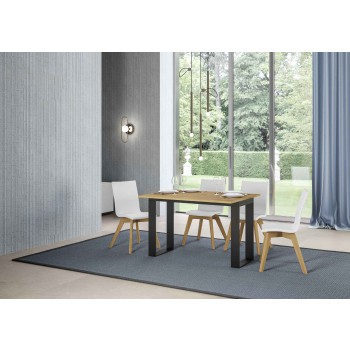 Tecno Double Table - Table ouvrante 120/200x45/90 cm Tecno Double Chêne Nature Structure Anthracite