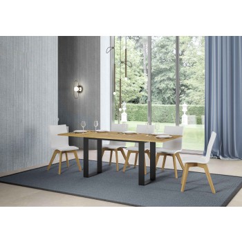 Tecno Double Table - Table ouvrante 120/200x45/90 cm Tecno Double Chêne Nature Structure Anthracite