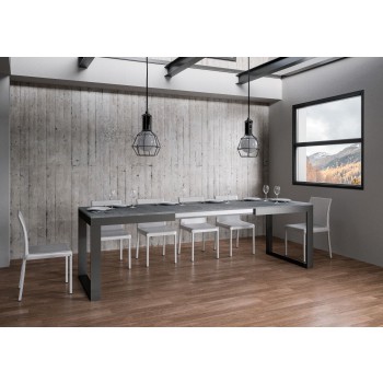 Table Tecno Evolution - Table extensible 90x120/224 cm Tecno Evolution Frêne Blanc Structure Anthracite