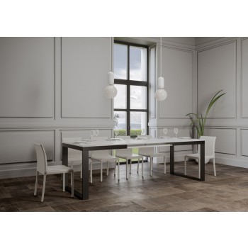 Table Tecno Evolution - Table extensible 90x120/224 cm Tecno Evolution Frêne Blanc Structure Anthracite