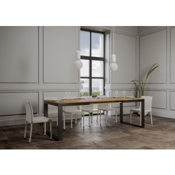 Table Tecno Evolution - Table extensible 90x120/224 cm Tecno Evolution Frêne Blanc Structure Anthracite